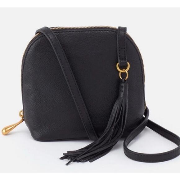 Hobo Womens Nash Black Soft Leather Crossbody Bag with Tassel - Picture 1 of 13